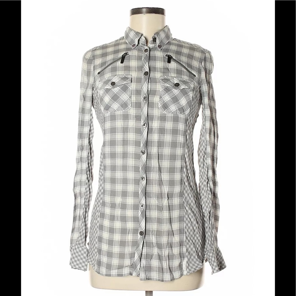 SEARCH A/X Armani Exchange Gray Plaid Check Shirt